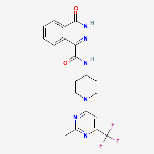 molecular formula C20H19F3N6O2 B2772773 N-(1-(2-甲基-6-(三氟甲基)嘧啶-4-基)哌啶-4-基)-4-酮-3,4-二氢邻苯二甲酰亚胺 CAS No. 2034349-26-1