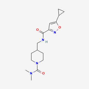 molecular formula C16H24N4O3 B2772779 5-环丙基-N-((1-(二甲基氨基)哌啶-4-基)甲基)异噁唑-3-羧酰胺 CAS No. 2034358-50-2