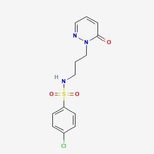 molecular formula C13H14ClN3O3S B2772782 4-chloro-N-(3-(6-oxopyridazin-1(6H)-yl)propyl)benzenesulfonamide CAS No. 1203257-64-0