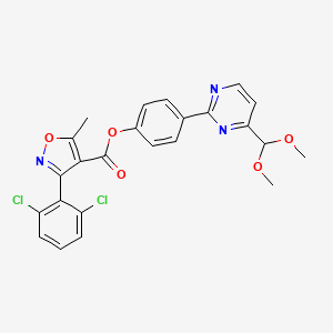 molecular formula C24H19Cl2N3O5 B2772785 4-[4-(Dimethoxymethyl)-2-pyrimidinyl]phenyl 3-(2,6-dichlorophenyl)-5-methyl-4-isoxazolecarboxylate CAS No. 477870-40-9