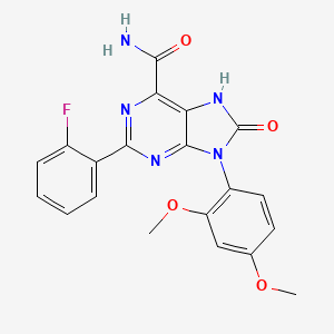 molecular formula C20H16FN5O4 B2772787 9-(2,4-dimethoxyphenyl)-2-(2-fluorophenyl)-8-oxo-8,9-dihydro-7H-purine-6-carboxamide CAS No. 898422-48-5