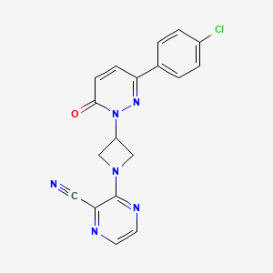molecular formula C18H13ClN6O B2772790 3-[3-[3-(4-Chlorophenyl)-6-oxopyridazin-1-yl]azetidin-1-yl]pyrazine-2-carbonitrile CAS No. 2380080-28-2