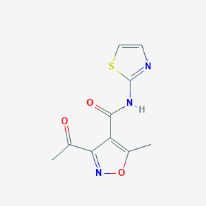 molecular formula C10H9N3O3S B2772791 3-acetyl-5-methyl-N-(1,3-thiazol-2-yl)-1,2-oxazole-4-carboxamide CAS No. 338794-74-4