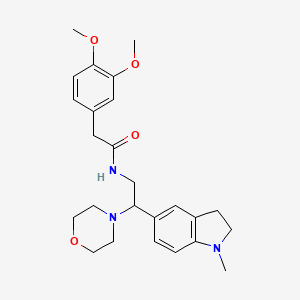 molecular formula C25H33N3O4 B2772802 2-(3,4-dimethoxyphenyl)-N-(2-(1-methylindolin-5-yl)-2-morpholinoethyl)acetamide CAS No. 921895-78-5