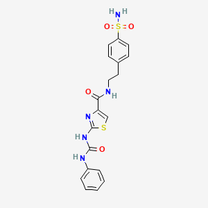 molecular formula C19H19N5O4S2 B2772804 2-(3-苯基脲基)-N-(4-磺酰基苯乙基)噻唑-4-羧酰胺 CAS No. 941880-61-1