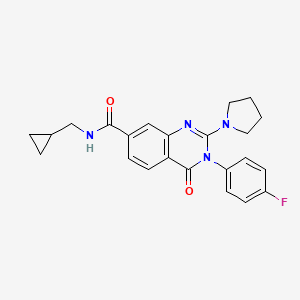 molecular formula C23H23FN4O2 B2772813 N-(cyclopropylmethyl)-3-(4-fluorophenyl)-4-oxo-2-(pyrrolidin-1-yl)-3,4-dihydroquinazoline-7-carboxamide CAS No. 1251618-97-9