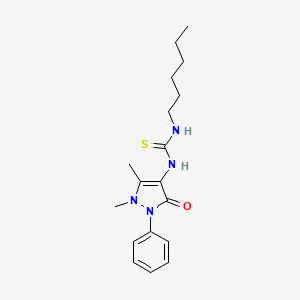 molecular formula C18H26N4OS B2772814 1-(1,5-二甲基-3-氧代-2-苯基-2,3-二氢-1H-吡唑-4-基)-3-己基硫脲 CAS No. 21487-32-1