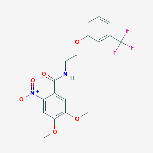 molecular formula C18H17F3N2O6 B2772816 4,5-dimethoxy-2-nitro-N-(2-(3-(trifluoromethyl)phenoxy)ethyl)benzamide CAS No. 1105230-06-5