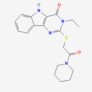 molecular formula C19H22N4O2S B2772825 3-乙基-2-(2-氧代-2-哌啶-1-基乙基)硫代-5H-嘧啶并[5,4-b]吲唑-4-酮 CAS No. 888458-71-7