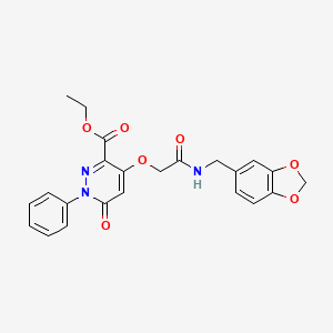 molecular formula C23H21N3O7 B2772829 乙酸-4-(2-((苯并[d][1,3]二氧杂环戊-5-基甲基)氨基)-2-氧代乙氧基)-6-氧代-1-苯基-1,6-二氢嘧啶-3-羧酸酯 CAS No. 899993-05-6