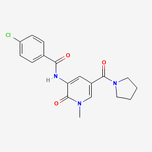 4-chloro-N-(1-methyl-2-oxo-5-(pyrrolidine-1-carbonyl)-1,2-dihydropyridin-3-yl)benzamide