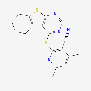4,6-Dimethyl-2-(5,6,7,8-tetrahydro-[1]benzothiolo[2,3-d]pyrimidin-4-ylsulfanyl)pyridine-3-carbonitrile