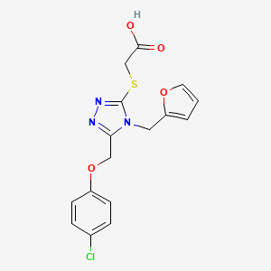 molecular formula C16H14ClN3O4S B2772844 2-{[5-(4-氯苯氧甲基)-4-(呋喃-2-基甲基)-4H-1,2,4-三唑-3-基]硫基}乙酸 CAS No. 862901-00-6