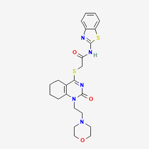 molecular formula C23H27N5O3S2 B2772859 N-(benzo[d]thiazol-2-yl)-2-((1-(2-morpholinoethyl)-2-oxo-1,2,5,6,7,8-hexahydroquinazolin-4-yl)thio)acetamide CAS No. 898461-04-6