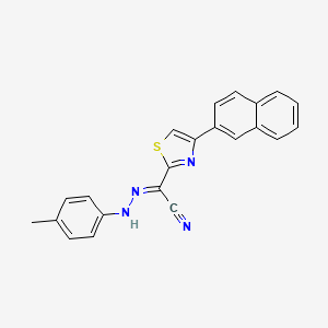 molecular formula C22H16N4S B2772865 (2E)-N-(4-methylanilino)-4-naphthalen-2-yl-1,3-thiazole-2-carboximidoyl cyanide CAS No. 477296-71-2