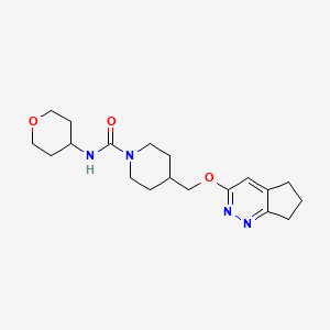 molecular formula C19H28N4O3 B2772871 4-(6,7-Dihydro-5H-cyclopenta[c]pyridazin-3-yloxymethyl)-N-(oxan-4-yl)piperidine-1-carboxamide CAS No. 2309555-00-6