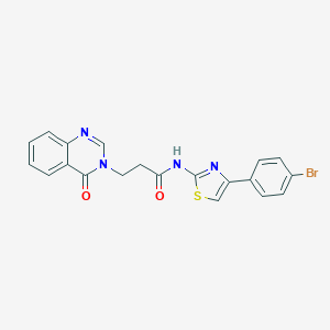 molecular formula C20H15BrN4O2S B277289 N-[4-(4-bromophenyl)-1,3-thiazol-2-yl]-3-(4-oxo-3(4H)-quinazolinyl)propanamide 