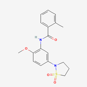 molecular formula C18H20N2O4S B2772891 N-(5-(1,1-dioxidoisothiazolidin-2-yl)-2-methoxyphenyl)-2-methylbenzamide CAS No. 899956-67-3