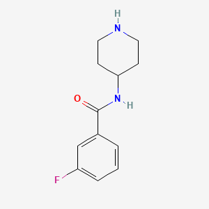 molecular formula C12H15FN2O B2772899 3-fluoro-N-(piperidin-4-yl)benzamide CAS No. 886504-86-5