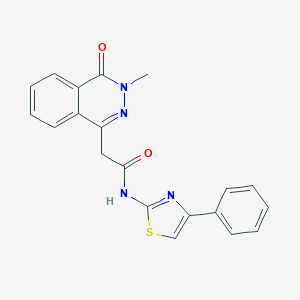 molecular formula C20H16N4O2S B277291 2-(3-methyl-4-oxo-3,4-dihydrophthalazin-1-yl)-N-(4-phenyl-1,3-thiazol-2-yl)acetamide 