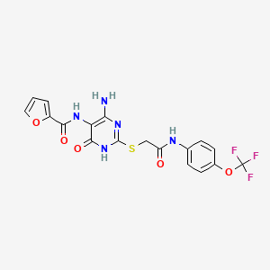 N-(4-amino-6-oxo-2-((2-oxo-2-((4-(trifluoromethoxy)phenyl)amino)ethyl)thio)-1,6-dihydropyrimidin-5-yl)furan-2-carboxamide