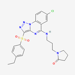 molecular formula C24H25ClN6O3S B2772939 1-[3-({7-Chloro-3-[(4-ethylphenyl)sulfonyl][1,2,3]triazolo[1,5-a]quinazolin-5-yl}amino)propyl]pyrrolidin-2-one CAS No. 893789-55-4