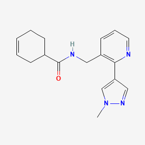 molecular formula C17H20N4O B2772952 N-((2-(1-methyl-1H-pyrazol-4-yl)pyridin-3-yl)methyl)cyclohex-3-enecarboxamide CAS No. 2034389-53-0