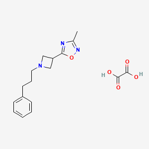 molecular formula C17H21N3O5 B2772978 3-Methyl-5-(1-(3-phenylpropyl)azetidin-3-yl)-1,2,4-oxadiazole oxalate CAS No. 1396851-21-0