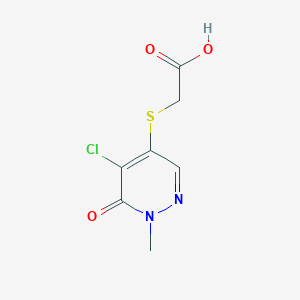 molecular formula C7H7ClN2O3S B2772982 (5-Chloro-1-methyl-6-oxo-1,6-dihydro-pyridazin-4-ylsulfanyl)-acetic acid CAS No. 876715-31-0