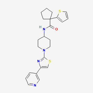 molecular formula C23H26N4OS2 B2772983 N-(1-(4-(pyridin-3-yl)thiazol-2-yl)piperidin-4-yl)-1-(thiophen-2-yl)cyclopentanecarboxamide CAS No. 1795364-88-3