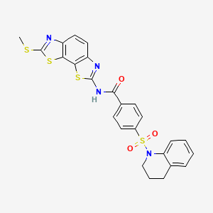 4-(3,4-dihydro-2H-quinolin-1-ylsulfonyl)-N-(2-methylsulfanyl-[1,3]thiazolo[4,5-g][1,3]benzothiazol-7-yl)benzamide