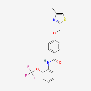 molecular formula C19H15F3N2O3S B2772991 4-((4-methylthiazol-2-yl)methoxy)-N-(2-(trifluoromethoxy)phenyl)benzamide CAS No. 1251546-63-0