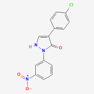 molecular formula C15H10ClN3O3 B2772992 4-(4-chlorophenyl)-2-(3-nitrophenyl)-1,2-dihydro-3H-pyrazol-3-one CAS No. 400075-12-9