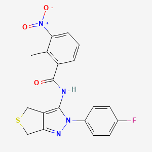 molecular formula C19H15FN4O3S B2772995 N-(2-(4-fluorophenyl)-4,6-dihydro-2H-thieno[3,4-c]pyrazol-3-yl)-2-methyl-3-nitrobenzamide CAS No. 450343-15-4