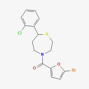 molecular formula C16H15BrClNO2S B2772997 (5-Bromofuran-2-yl)(7-(2-chlorophenyl)-1,4-thiazepan-4-yl)methanone CAS No. 1797738-45-4