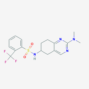 molecular formula C17H19F3N4O2S B2772998 N-[2-(dimethylamino)-5,6,7,8-tetrahydroquinazolin-6-yl]-2-(trifluoromethyl)benzene-1-sulfonamide CAS No. 2097898-79-6