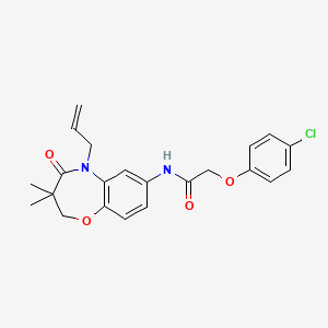 molecular formula C22H23ClN2O4 B2773000 N-(5-allyl-3,3-dimethyl-4-oxo-2,3,4,5-tetrahydrobenzo[b][1,4]oxazepin-7-yl)-2-(4-chlorophenoxy)acetamide CAS No. 921863-41-4