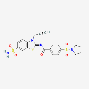 molecular formula C21H20N4O5S3 B2773004 N-(3-prop-2-ynyl-6-sulfamoyl-1,3-benzothiazol-2-ylidene)-4-pyrrolidin-1-ylsulfonylbenzamide CAS No. 865182-04-3