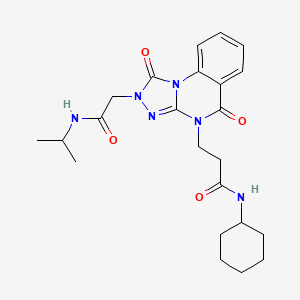 molecular formula C23H30N6O4 B2773005 N-cyclohexyl-3-(2-(2-(isopropylamino)-2-oxoethyl)-1,5-dioxo-1,2-dihydro-[1,2,4]triazolo[4,3-a]quinazolin-4(5H)-yl)propanamide CAS No. 1243042-05-8