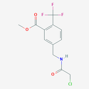 molecular formula C12H11ClF3NO3 B2773011 Methyl 5-[[(2-chloroacetyl)amino]methyl]-2-(trifluoromethyl)benzoate CAS No. 2411306-42-6