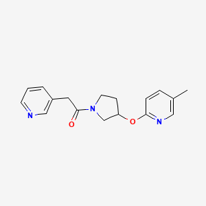 molecular formula C17H19N3O2 B2773015 1-(3-((5-Methylpyridin-2-yl)oxy)pyrrolidin-1-yl)-2-(pyridin-3-yl)ethanone CAS No. 1904098-18-5