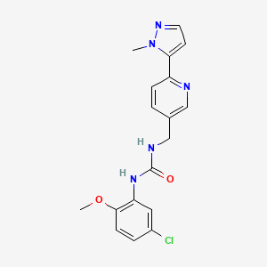 molecular formula C18H18ClN5O2 B2773016 1-(5-氯-2-甲氧基苯基)-3-((6-(1-甲基-1H-吡唑-5-基)吡啶-3-基)甲基)脲 CAS No. 2034370-03-9