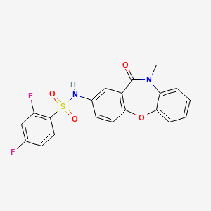molecular formula C20H14F2N2O4S B2773021 2,4-difluoro-N-(10-methyl-11-oxo-10,11-dihydrodibenzo[b,f][1,4]oxazepin-2-yl)benzenesulfonamide CAS No. 922010-05-7