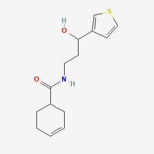 molecular formula C14H19NO2S B2773029 N-(3-hydroxy-3-(thiophen-3-yl)propyl)cyclohex-3-enecarboxamide CAS No. 2034571-12-3