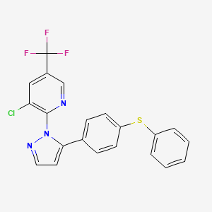 molecular formula C21H13ClF3N3S B2773051 3-chloro-2-{5-[4-(phenylsulfanyl)phenyl]-1H-pyrazol-1-yl}-5-(trifluoromethyl)pyridine CAS No. 321998-12-3