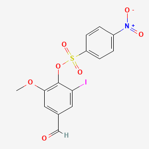 molecular formula C14H10INO7S B2773057 4-甲酰-2-碘-6-甲氧基苯基-4-硝基苯磺酸酯 CAS No. 634592-89-5