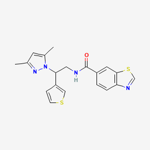 molecular formula C19H18N4OS2 B2773066 N-(2-(3,5-dimethyl-1H-pyrazol-1-yl)-2-(thiophen-3-yl)ethyl)benzo[d]thiazole-6-carboxamide CAS No. 2034594-42-6