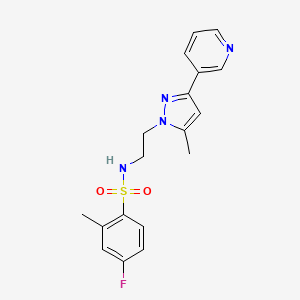 molecular formula C18H19FN4O2S B2773078 4-fluoro-2-methyl-N-(2-(5-methyl-3-(pyridin-3-yl)-1H-pyrazol-1-yl)ethyl)benzenesulfonamide CAS No. 2034510-68-2
