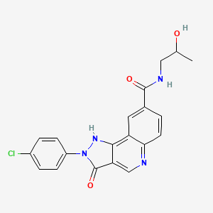 molecular formula C20H17ClN4O3 B2773082 2-(4-Chlorophenyl)-N-(2-hydroxypropyl)-3-oxo-1H-pyrazolo[4,3-c]quinoline-8-carboxamide CAS No. 1251703-01-1