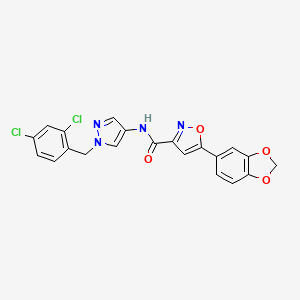 molecular formula C21H14Cl2N4O4 B2773084 5-(苯并[d][1,3]二噁英-5-基)-N-(1-(2,4-二氯苯基甲基)-1H-吡唑-4-基)异噁唑-3-甲酰胺 CAS No. 955868-88-9